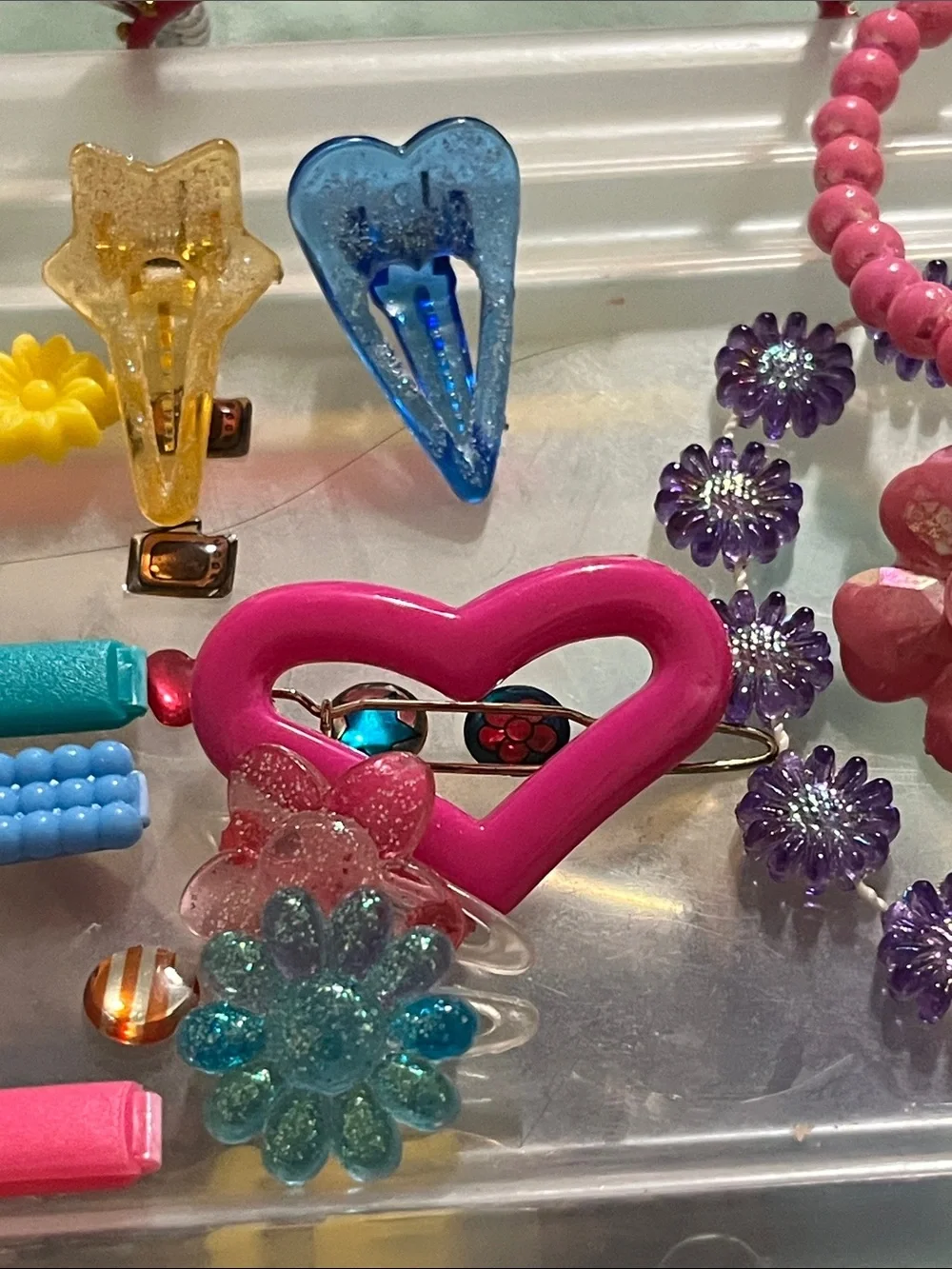 Vintage Kids Hair Accessories Set - Pink, Yellow, Blue, Purple, Teal